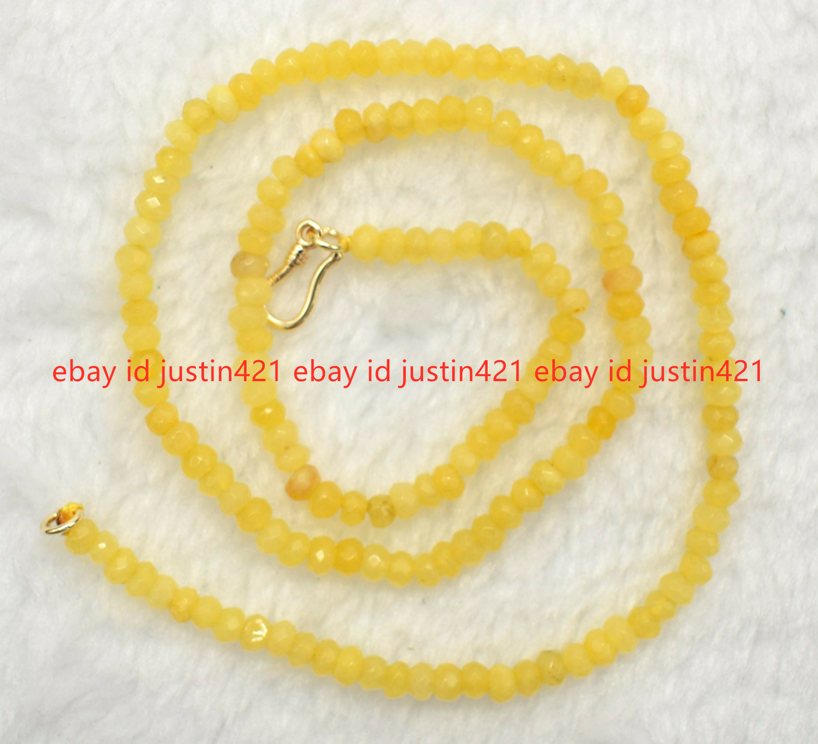 Gold Clasp 2x4mm Faceted Yellow Topaz Gemstone Beads Necklace 16-36″