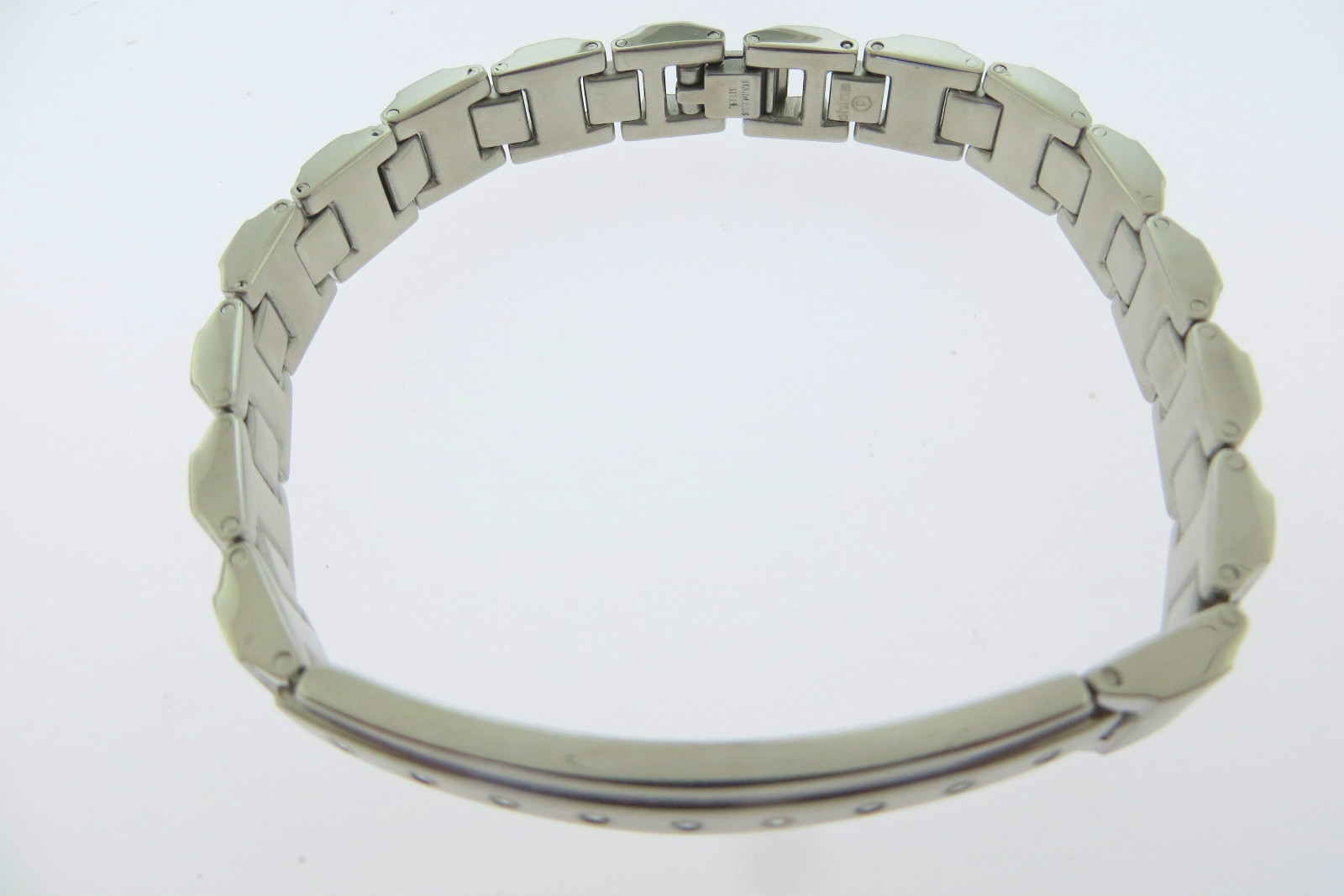 Men’s Brushed and Polished Stainless Steel ID Genuine Diamond Bracelet 8.5 “
