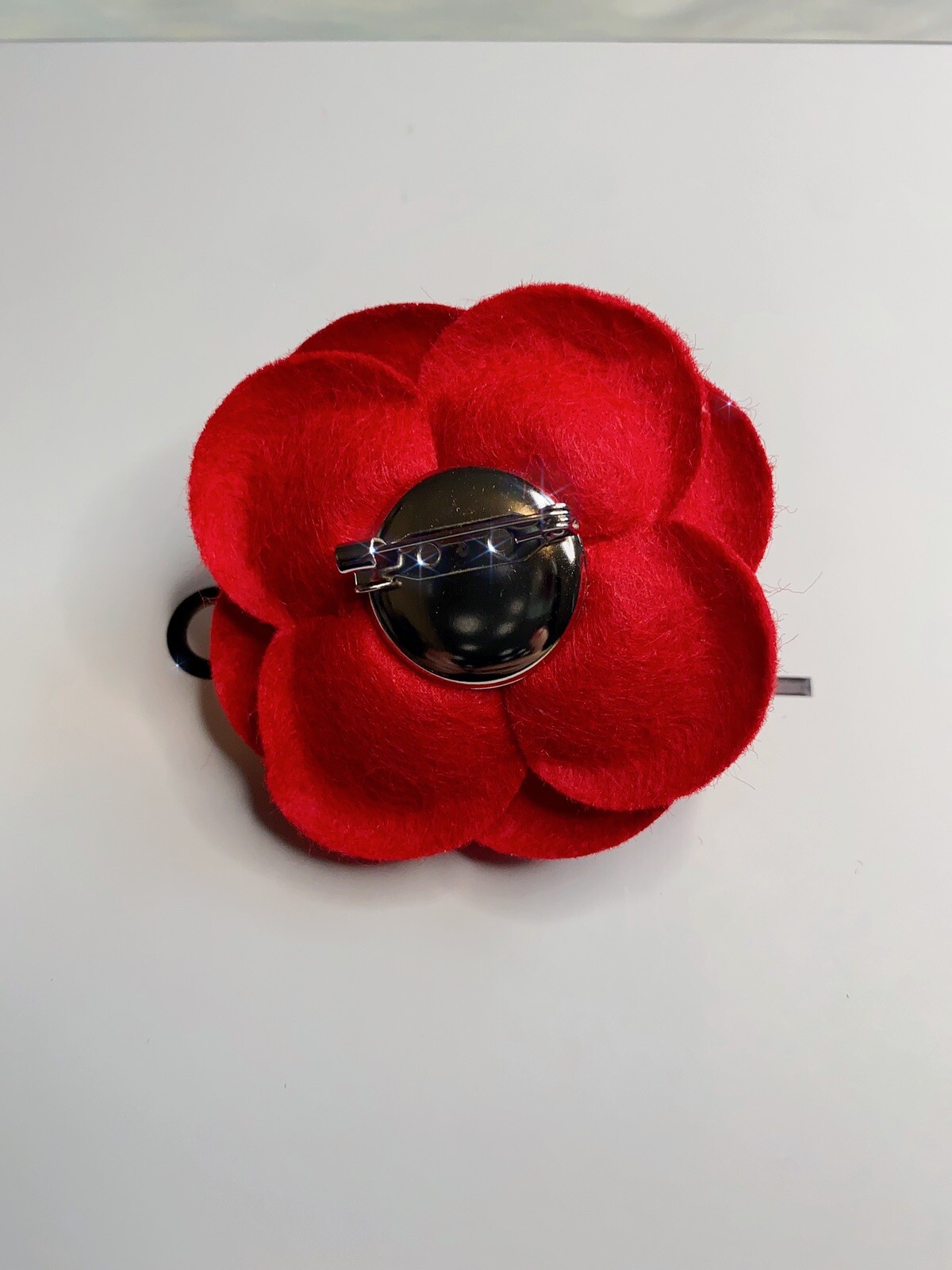 Camellia Flower Brooch Pin New Handmade Red