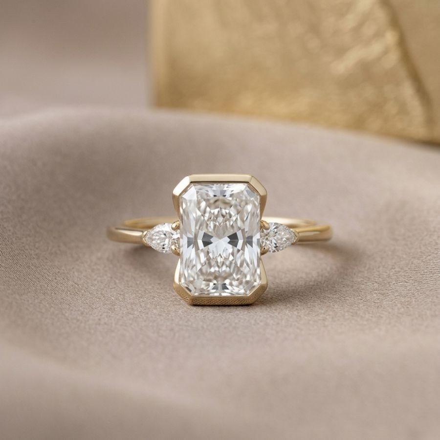 2.86Ct Radiant-Cut VS1 Lab Grown Diamond Wedding Engagement Ring 14k Yellow Gold