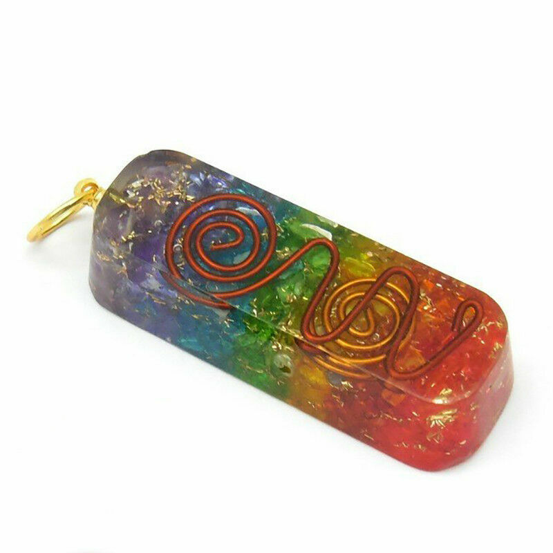 7 Chakra Orgone Energy Generator Pendant Copper Coil Orgonite Necklace HANDMADE
