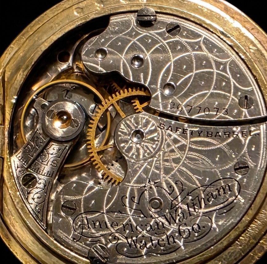 Waltham Hunter Case Pocket Watch Pink Dial – Engraved GF 25 years MULTI TONE F/B