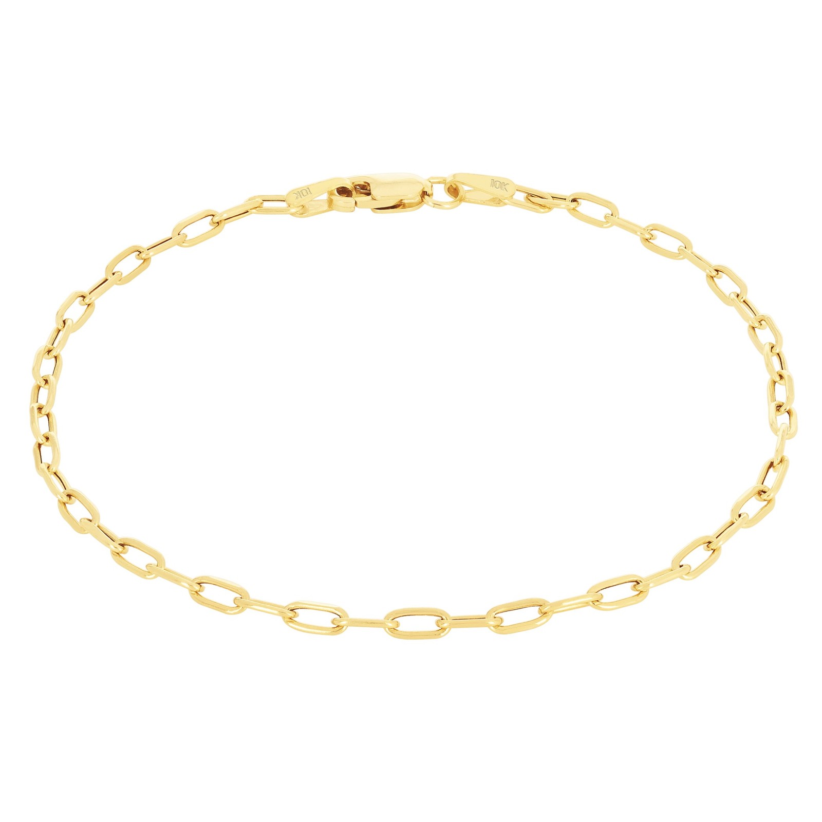 10k Yellow Gold 2mm Paperclip Chain Cable Rolo Link Bracelet Womens 7″ 7.5″ 8″