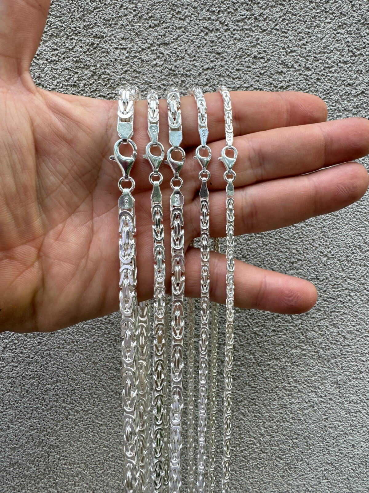 Real Solid 925 Sterling Silver Byzantine Rope Chain Mens Necklace 2.5-6mm 18-30″