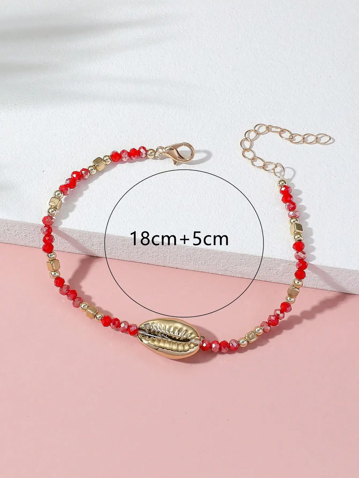 1 Seaside Beach Style String Color Bead Crystal Shell Ankle Ankle Anklet Women’s