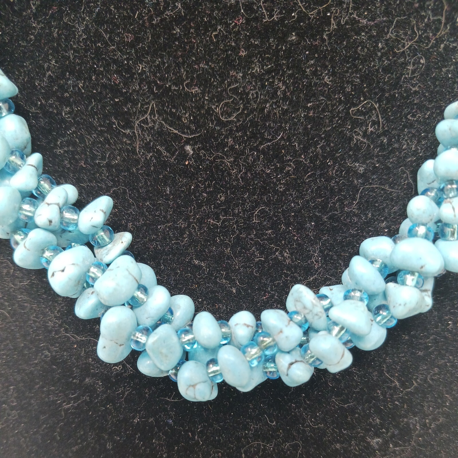 Turquoise Color Stone & Bead Multi Strand Necklace 22.5 in #J4
