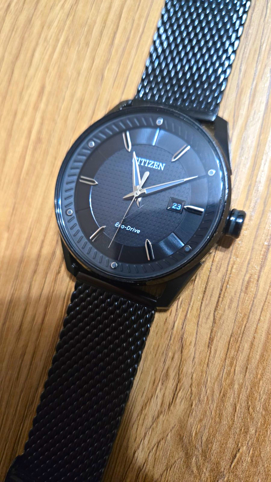 Citizen Men’s 42mm Eco-Drive CTO Black Ion-Plated Stainless Steel Mesh Watch
