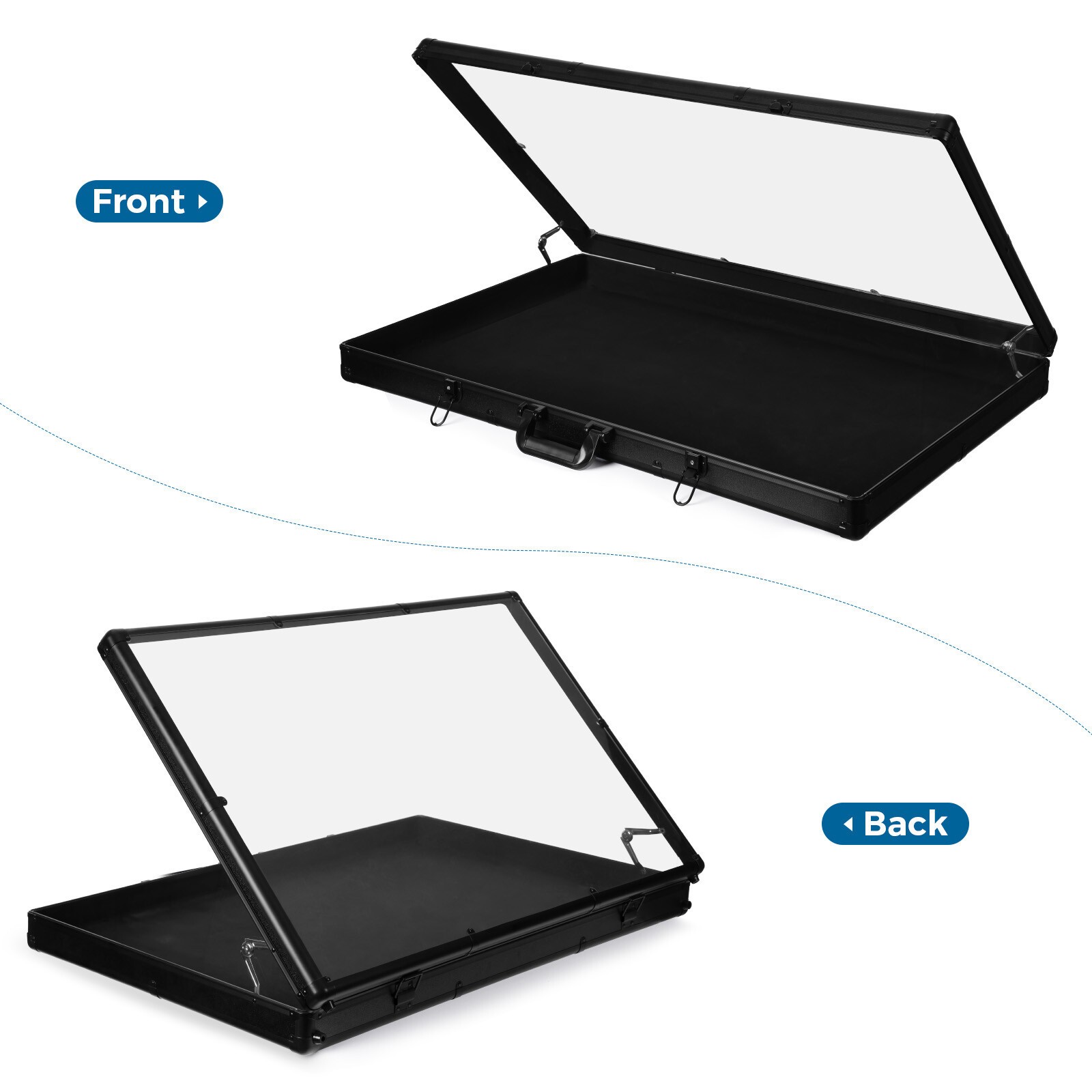 Lockable Aluminum Display Case Acrylic Top Showcase Trade Box Jewelry Coins Card