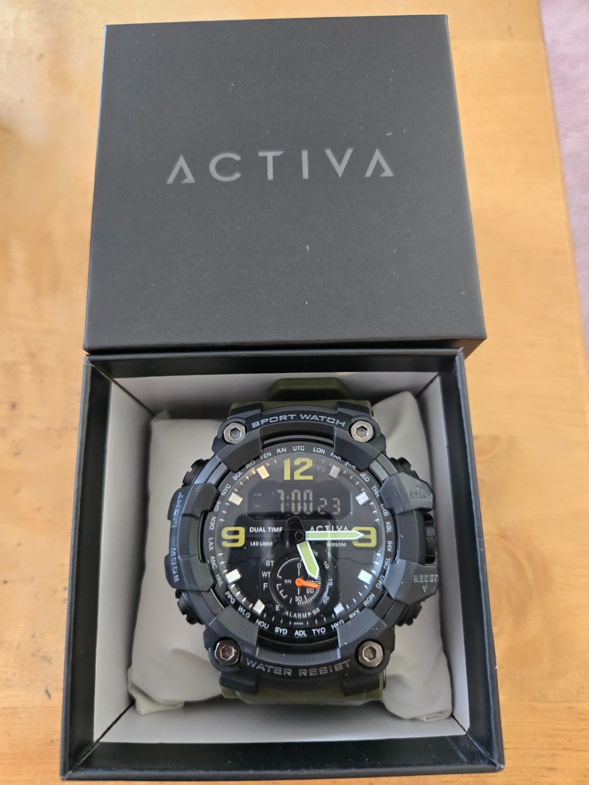 ACTIVA X BLACKOPS CHRONOTREK Men’s 56mm Digital Watch Army Green ACW1637-002 NEW