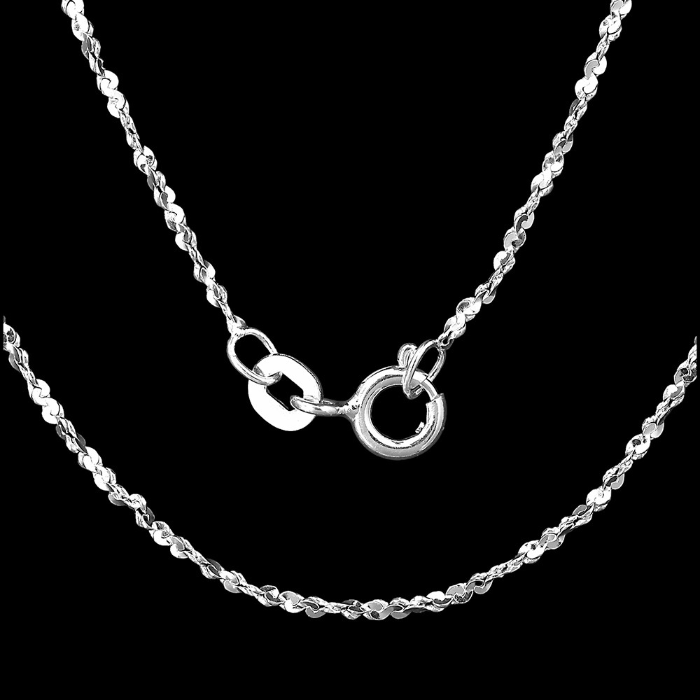 18″ Sterling Silver Singapore Chain Necklace – Twisted, Shiny & Elegant DGC1037