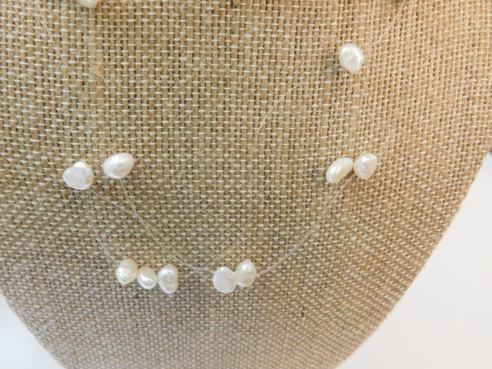 12″ FLOATING WHITE PEARL 3 STRAND NECKLACE