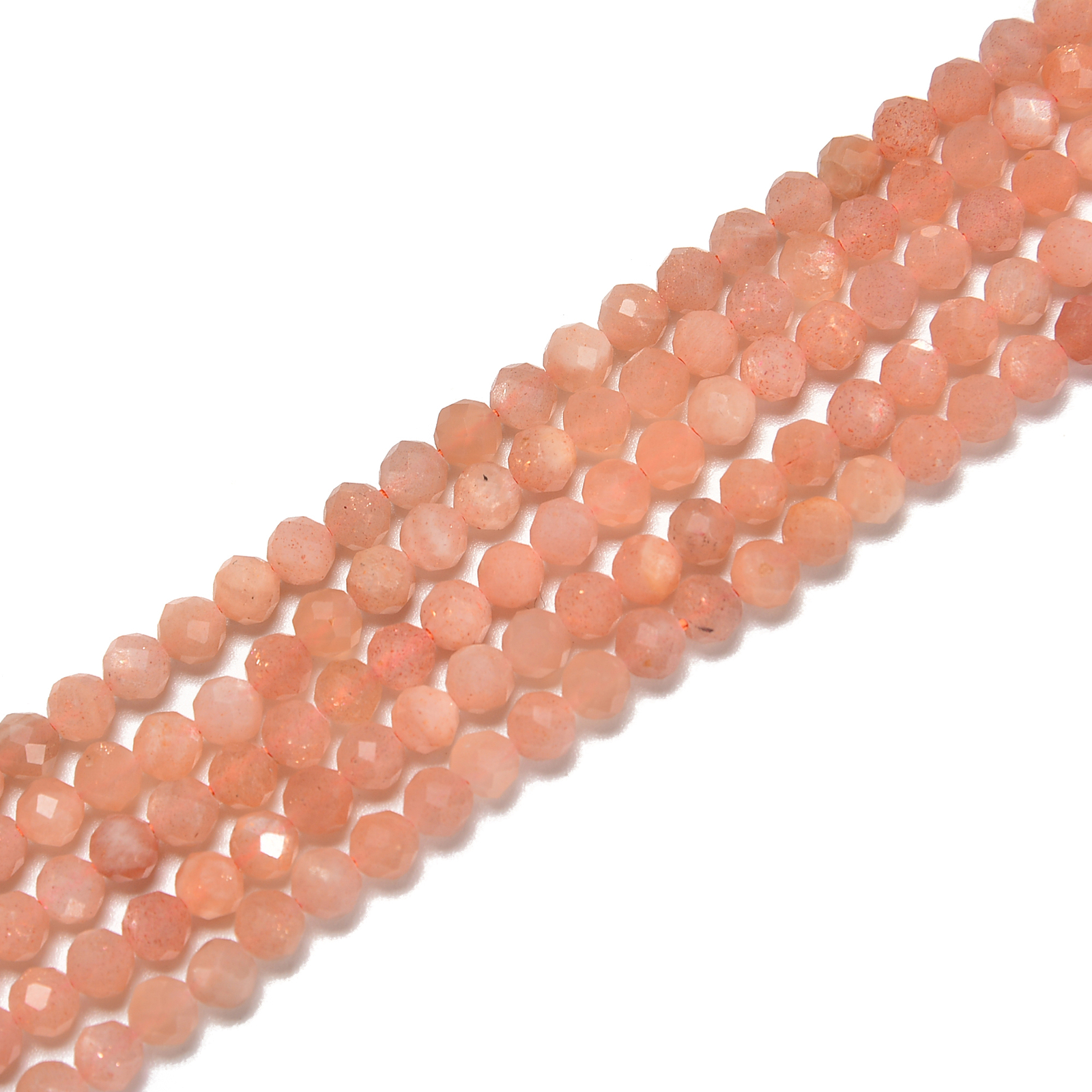 Natural Peach Moonstone Faceted Round Beads Size 2mm 3mm 4mm 15.5” Strand