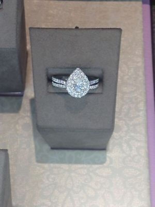 2.00 Ct Pear Cut White Treated Diamond Engagement Ring 925 Sterling Silver