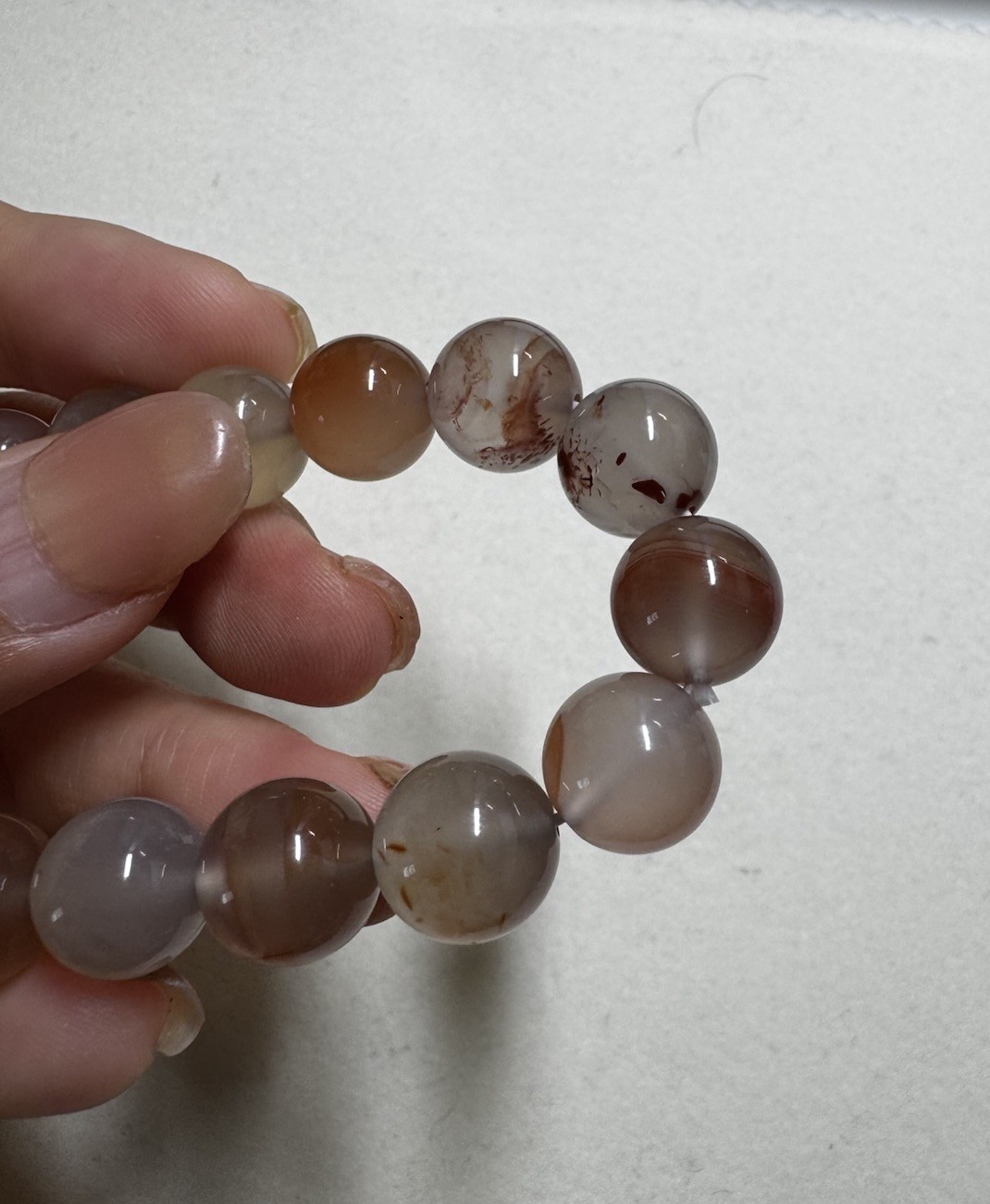 AAA 10-11mm round beads ink style nanhong agate Bracelet new 7” free shipping