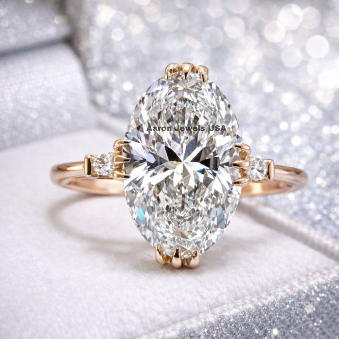4.20 Ct Oval Cut Lab-Created Diamond Engagement Ring IGI F VS1 14K Yellow Gold