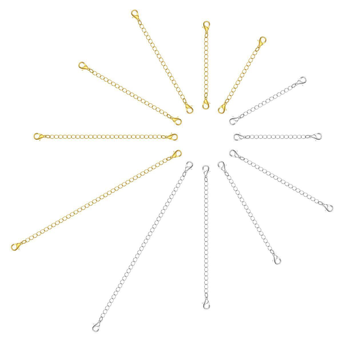 12pcs Stainless Steel Necklace Bracelet Extender Chain Extenders Gold&Silver