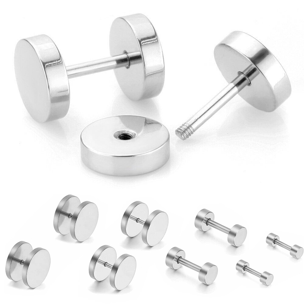 Flat Back Surgical Stainless Steel Stud Earrings for Women Men Piercing Jewelry