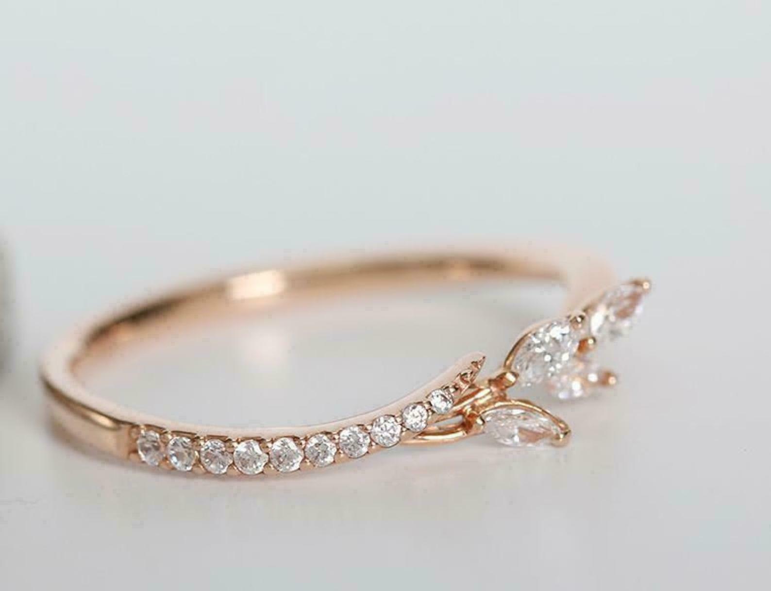 1.20 Ct Marquise Simulated Diamond Half Eternity Band Ring Gift Rose Gold Plated