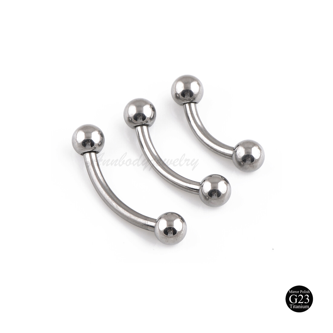 16g 14g SOLID G23 TITANIUM Ball Curve Barbell Eyebrow Ring Externally threaded