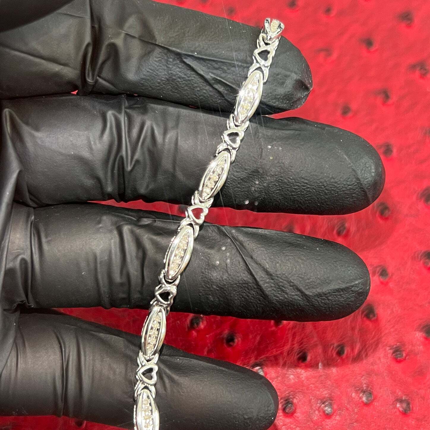 0.25 Carat Real Diamond Womens Heart Bracelet 925 Silver