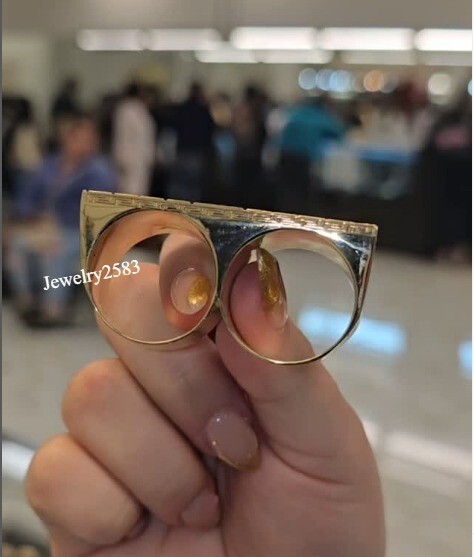 Men’s Customized Name 2 Finger Ring Real Solid Metal 925 Silver Free Stud Gift