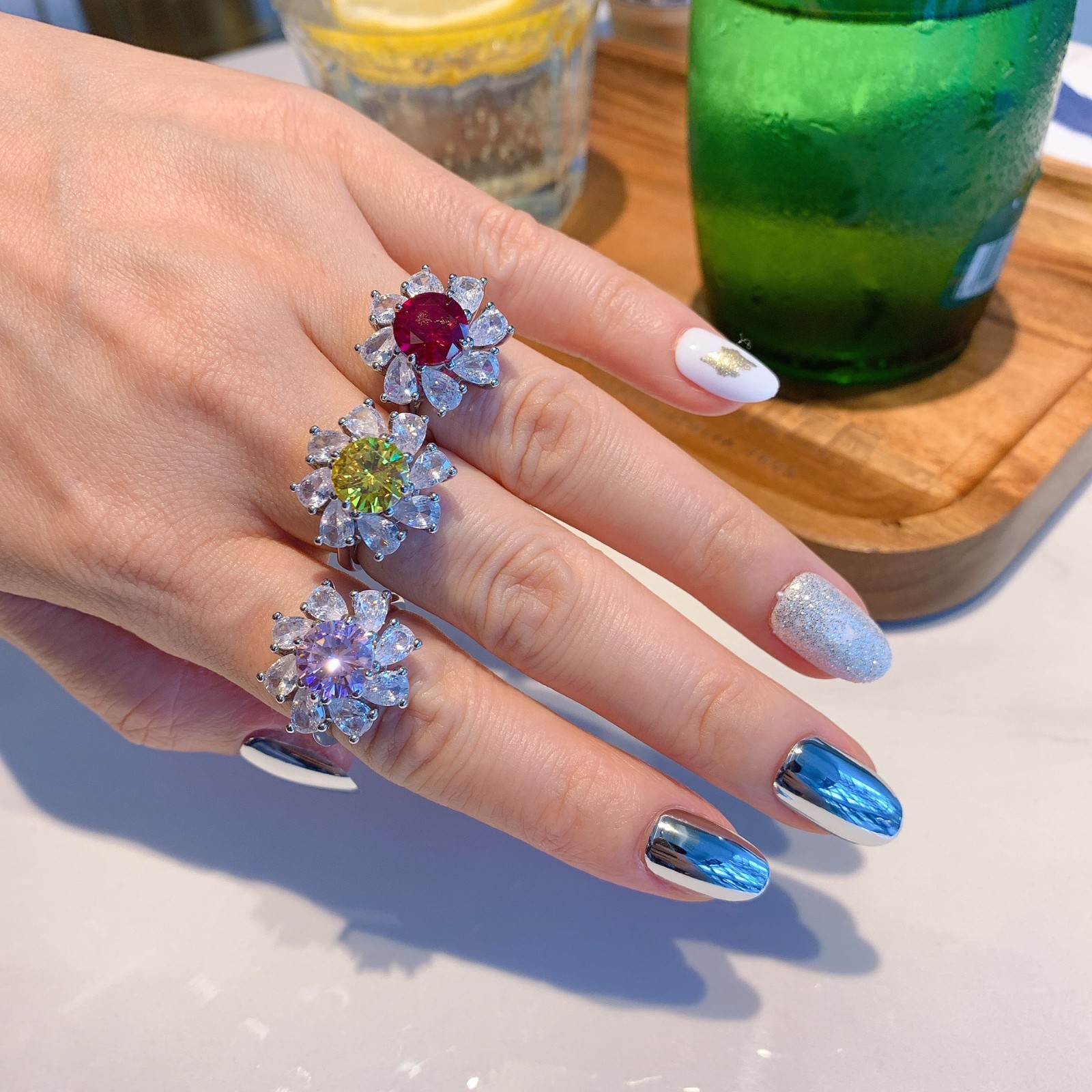 Pink Ring, Instagram-Style Red Corundum Ring, Gold-Toned Band