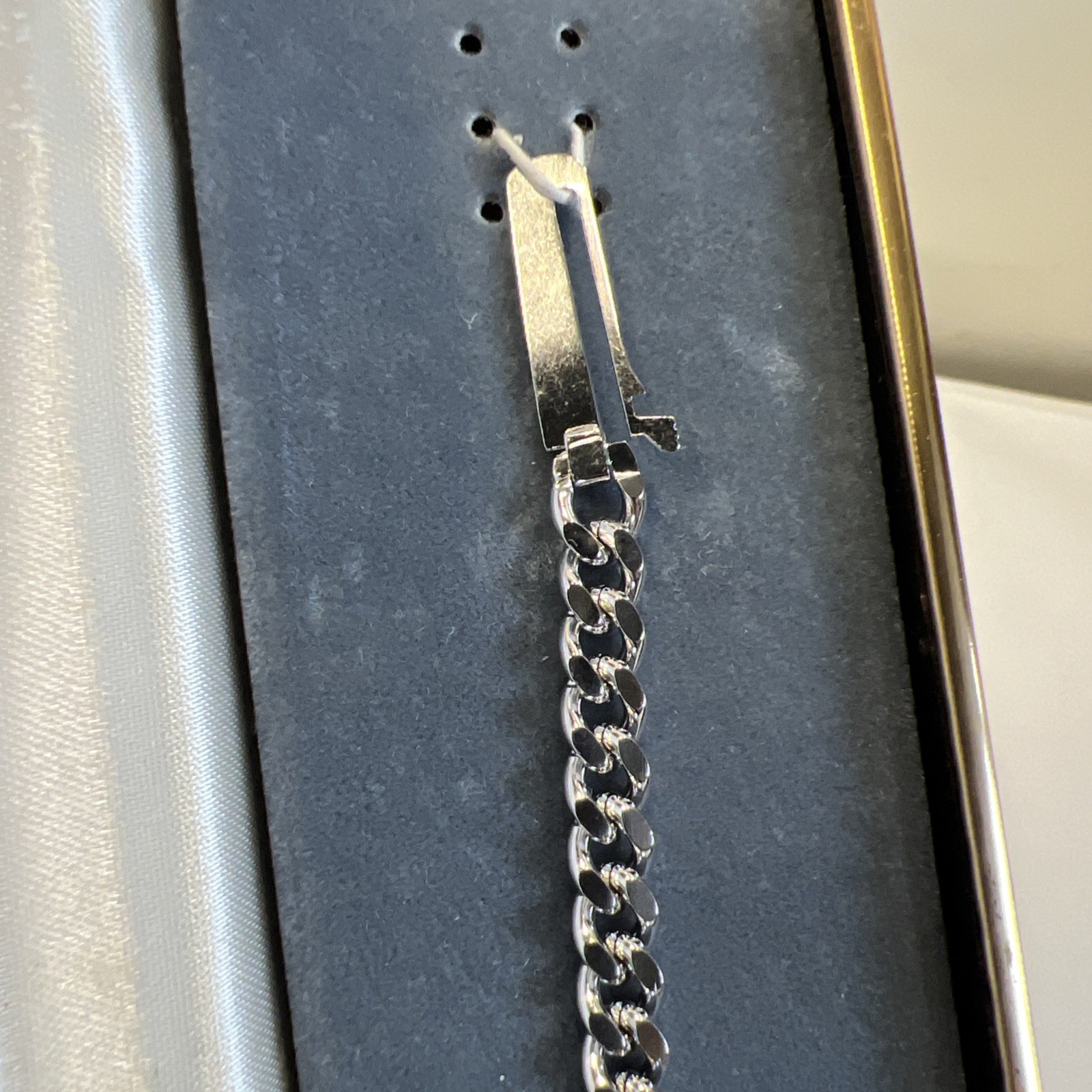 Vintage Speidel Link ID Bracelet Rhodium Finish USA Engravable New In Box