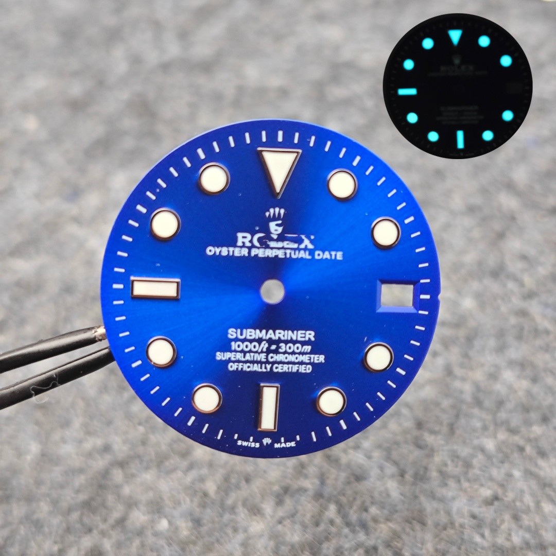 28.5mm SUB Watch Dial Ice Blue Luminous for NH35 NH36 Movement Watch Parts