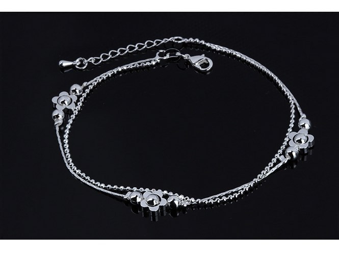 ADJUSTABLE Silver Anklet Bracelet Barefoot Sandal Beach Foot Flower Chain AG