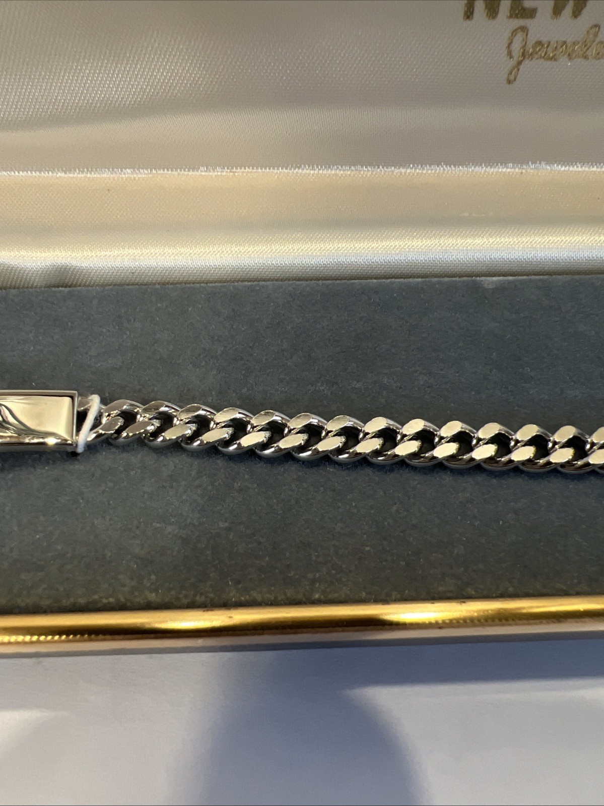 Vintage Speidel Link ID Bracelet Rhodium Finish USA Engravable New In Box