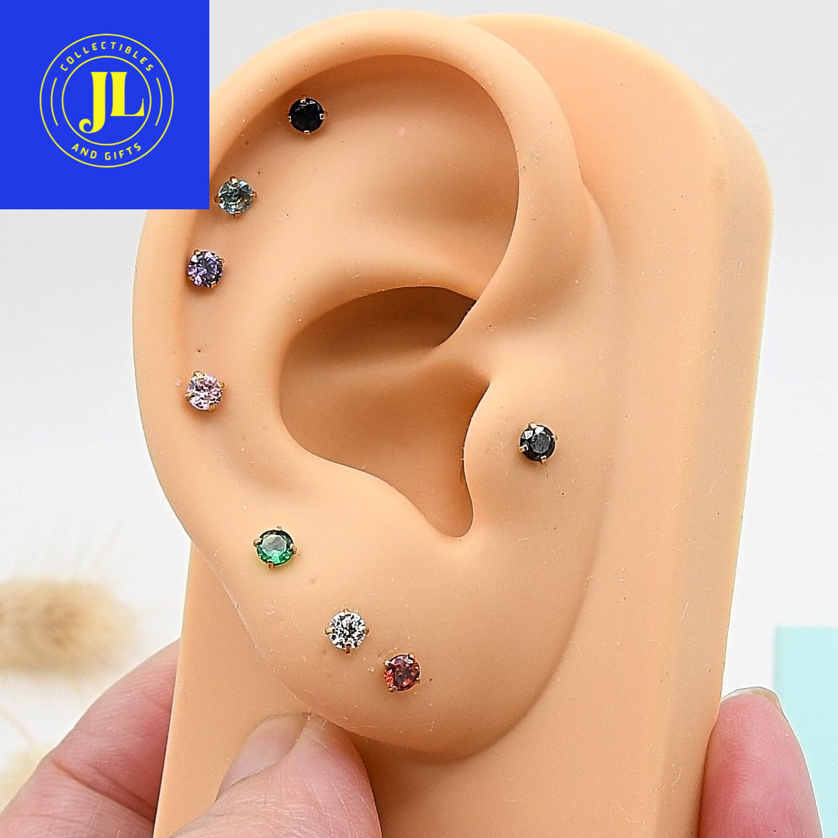 Small Gold Stud Earrings Hypoallergenic Screw Backs Non-Tarnish Dainty CZ Cartil