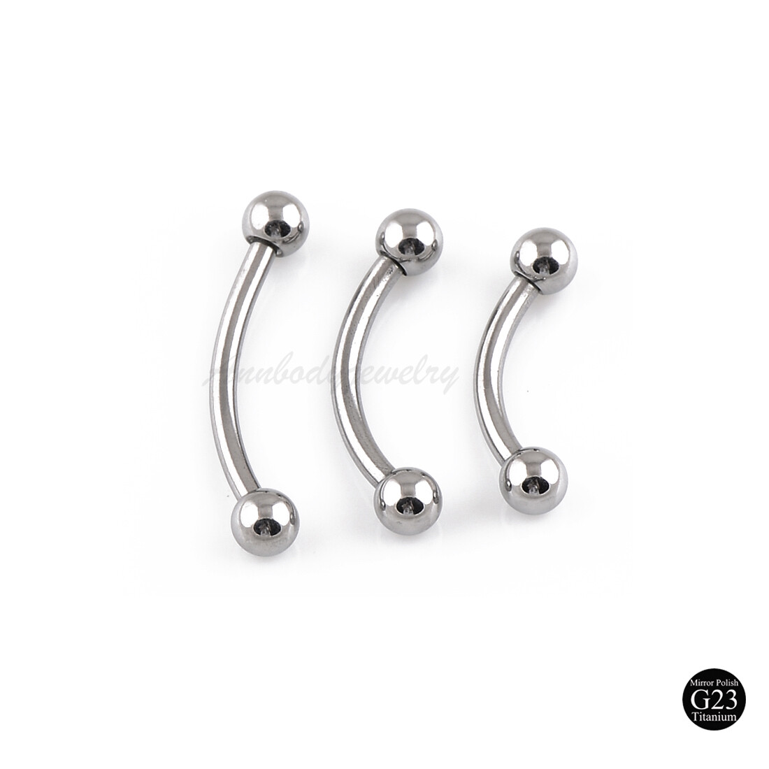 16g 14g SOLID G23 TITANIUM Ball Curve Barbell Eyebrow Ring Externally threaded