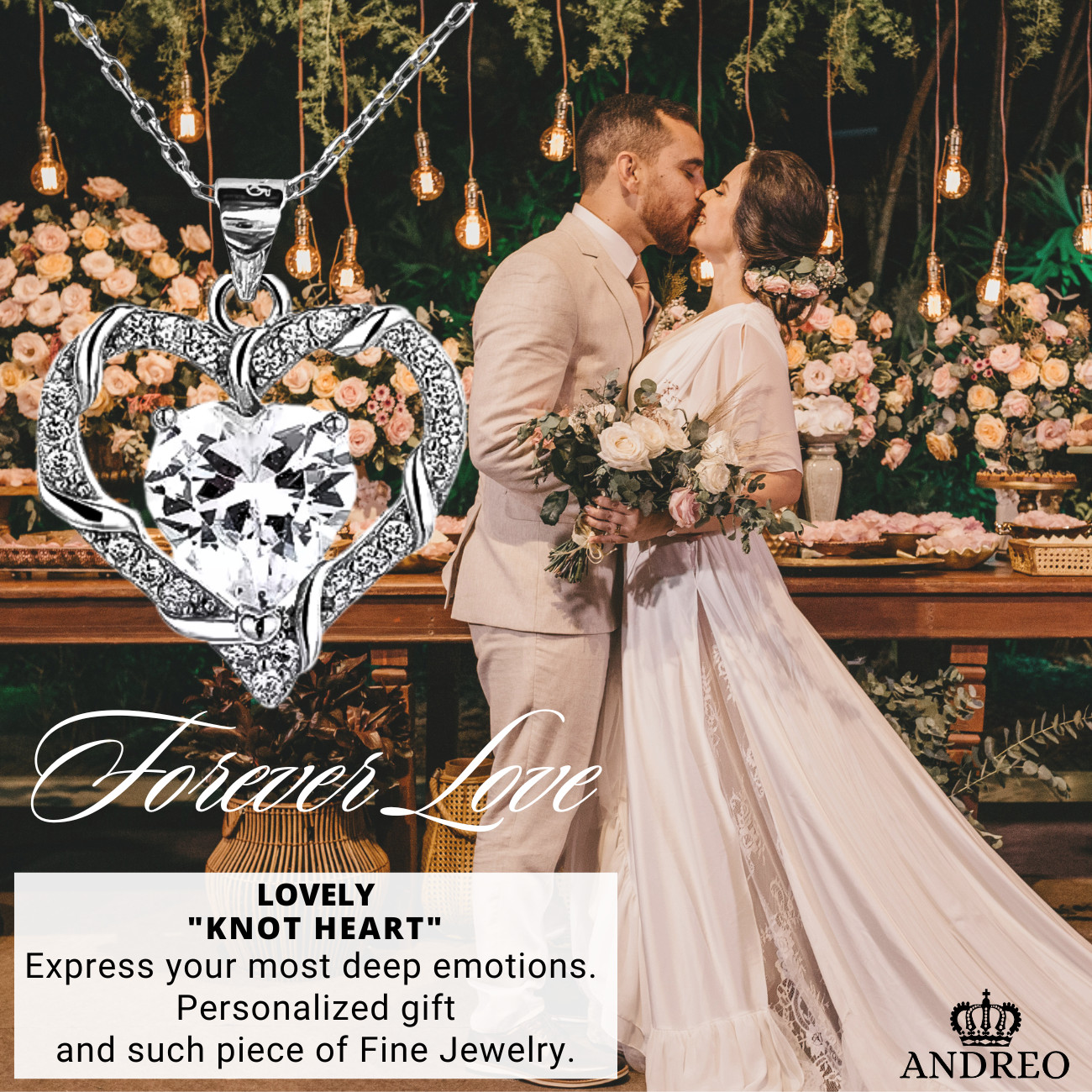 Knot Heart CUSTOM Anniversary Birthday Gift Necklace Jewelry Wife Gifts ANDREO