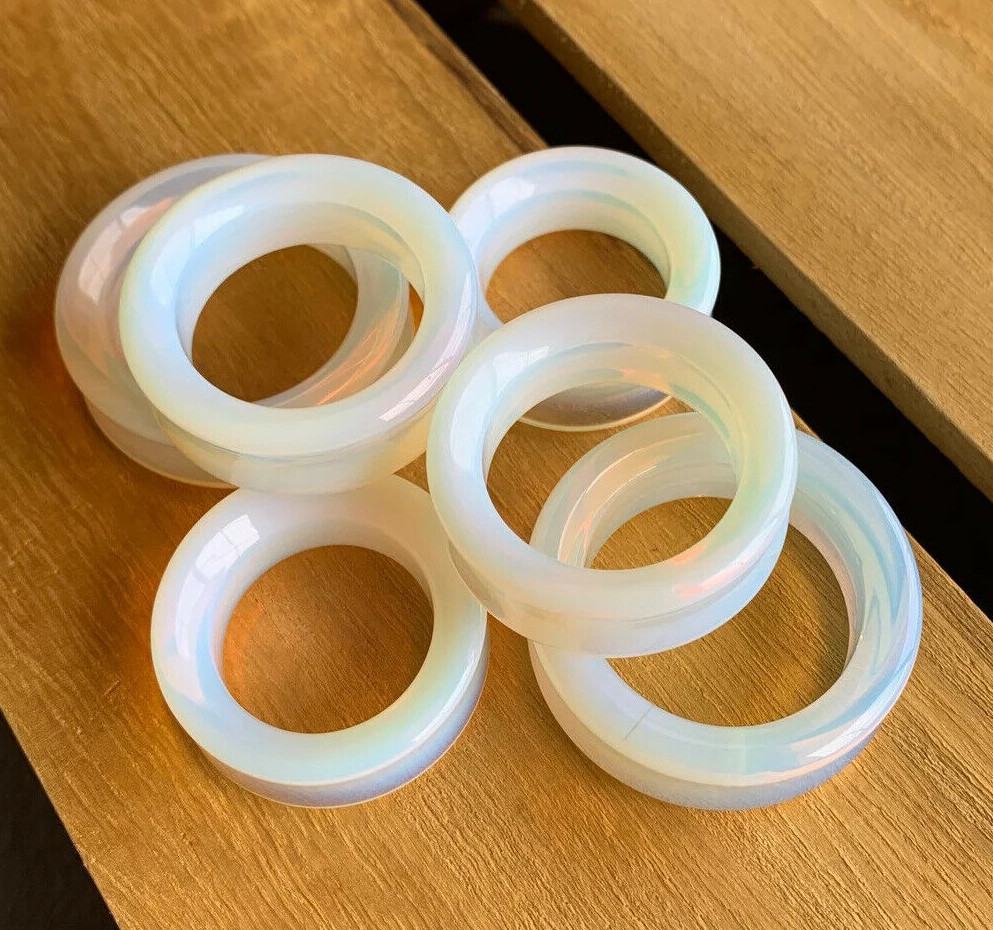 PAIR Opalite Tunnels Double Flare Plugs Earlets Gauges Opalescent Stone