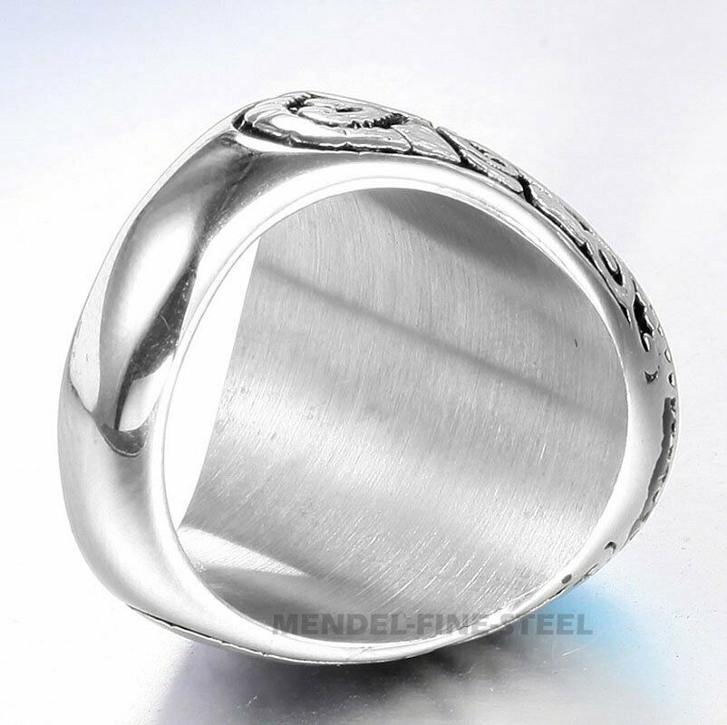 MENDEL Mens Oval Turquoise Stone Ring Men Stainless Steel Size 7 8-15