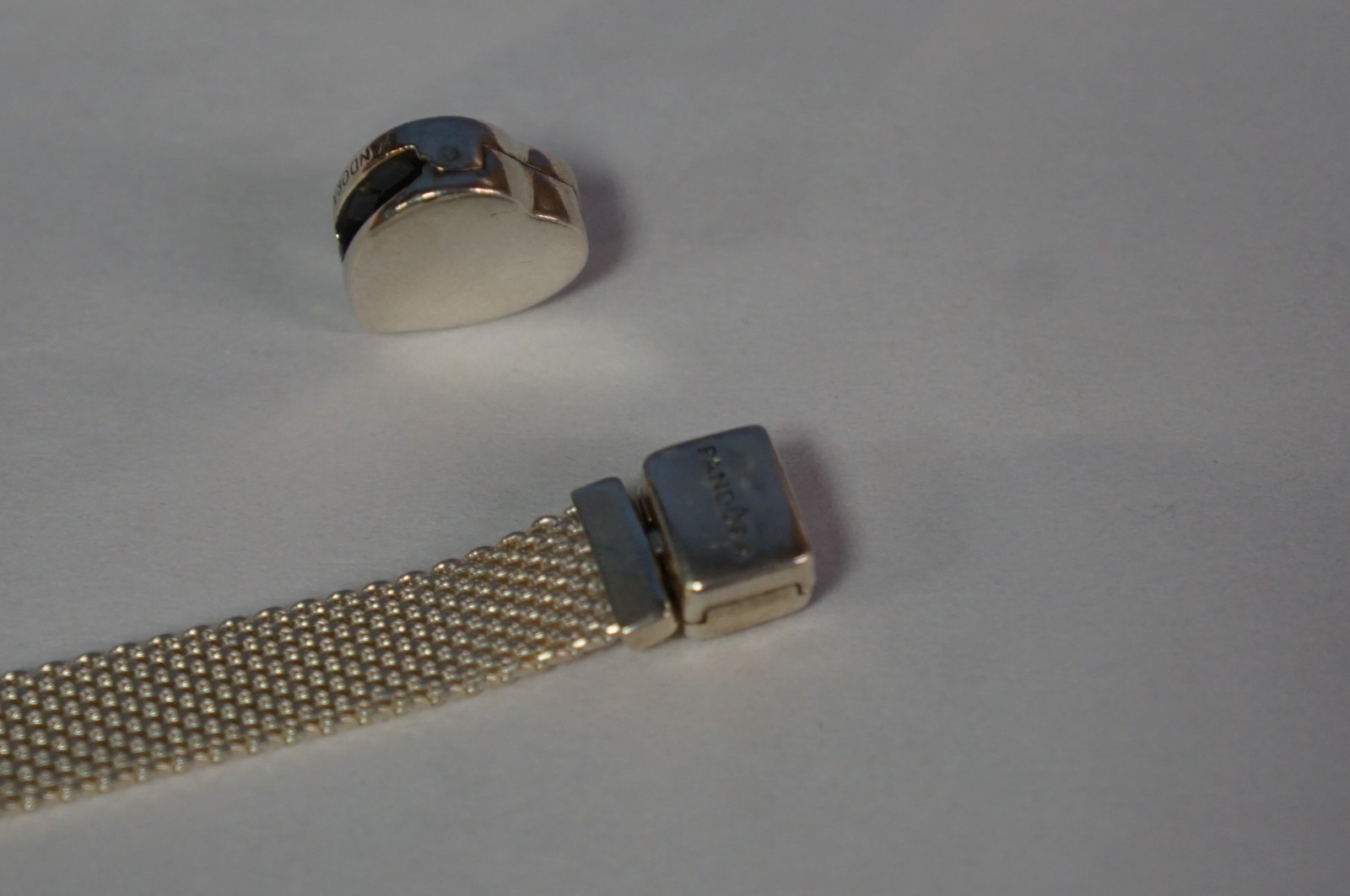 Pandora Reflexions Mesh Bracelet 6″ Sterling Silver CZ 925 & One Heart Charm