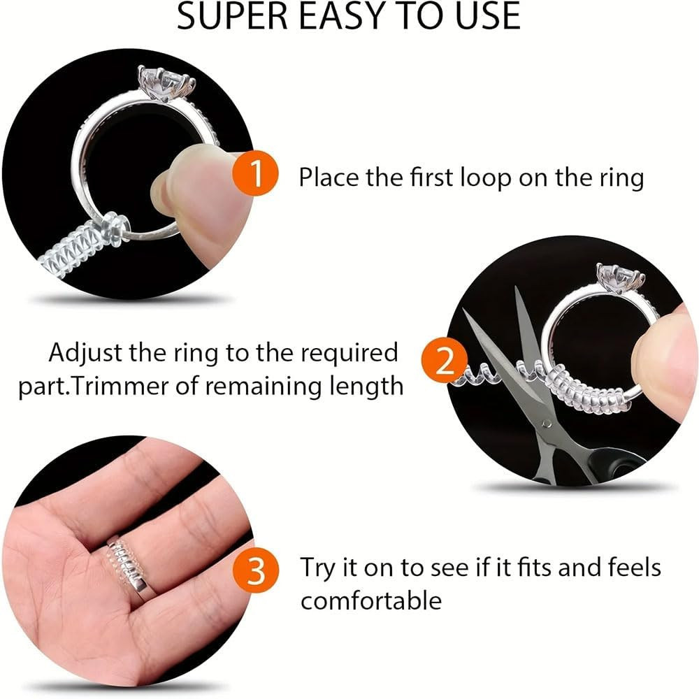 12 Pack Ring Sizer Adjuster with Polishing Cloth Universal Resizing Ring Guards