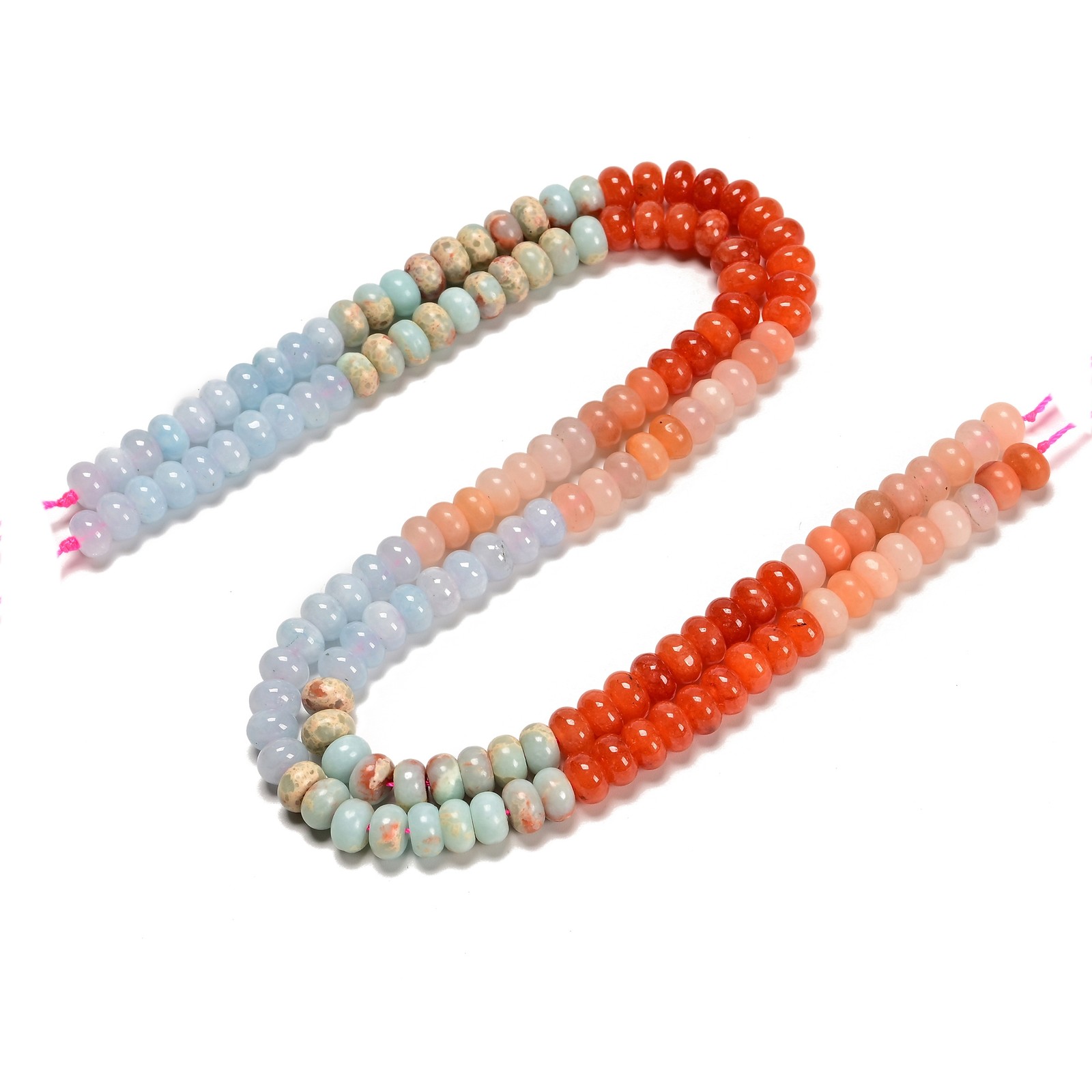 09-Multi-color Gemstone Smooth Rondelle Beads Size 5x8mm 15.5” Strand