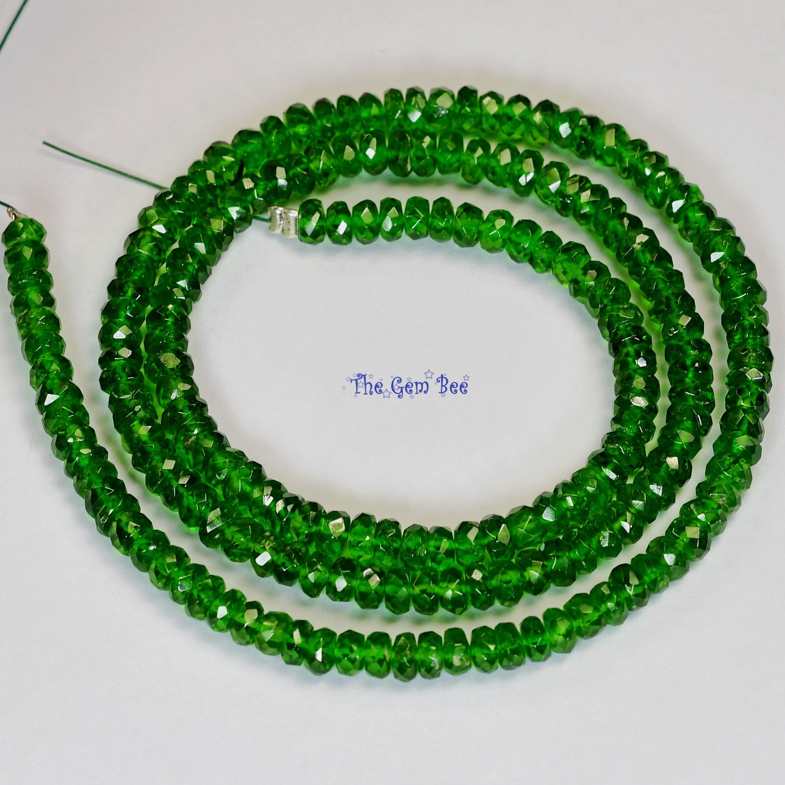3.2mm-4.2mm Siberian Chrome Diopside Faceted Green Rondelle Bead 16″ Strand