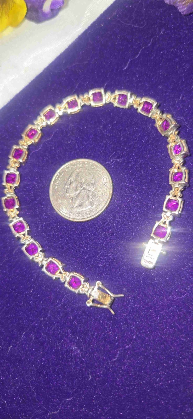 Breathtaking Ruby Jemstones Set In Sterling Tennis Bracelet