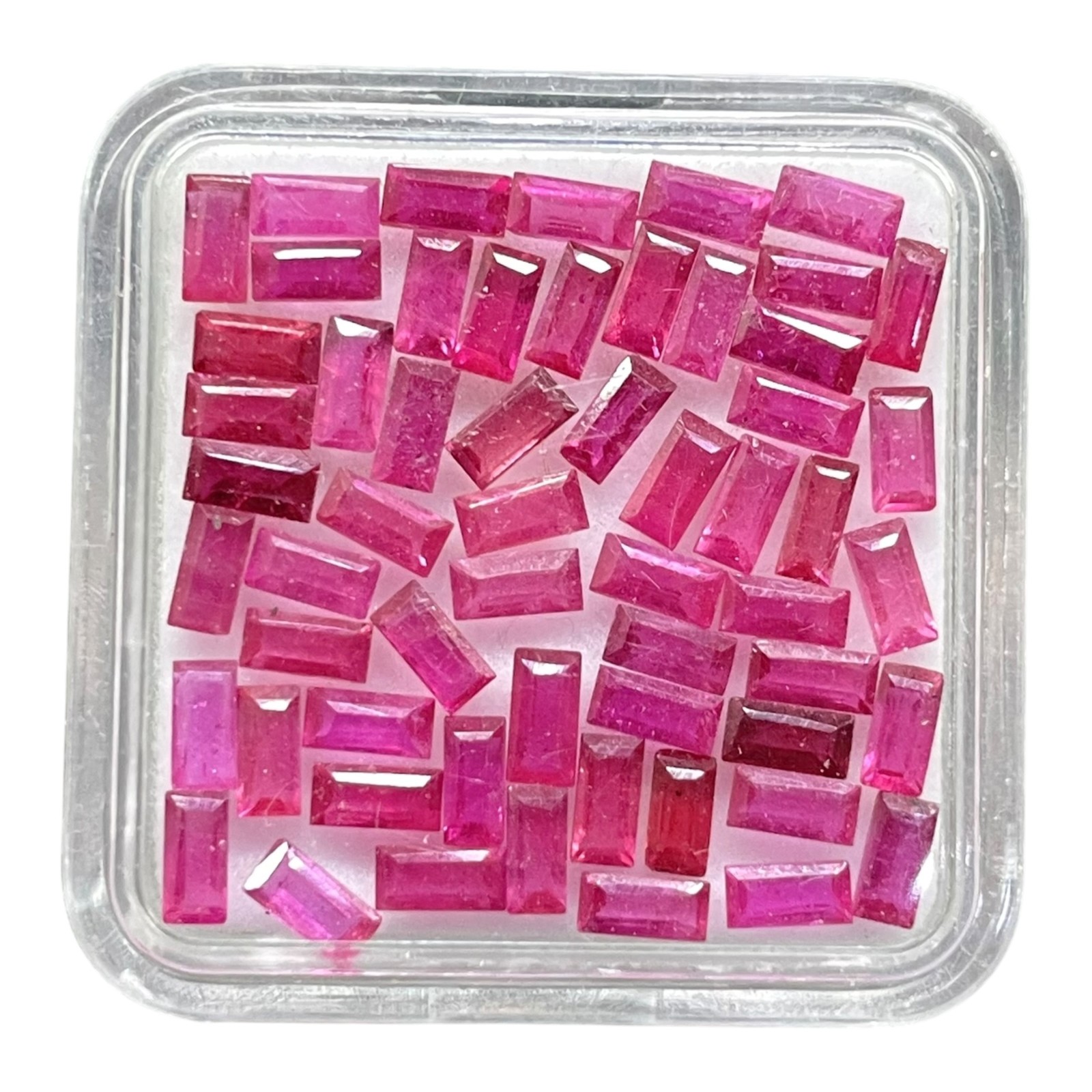 10 Pcs Natural Mozambique Ruby 4x2mm Baguette Cut Pinkish Red Loose Gemstone Lot