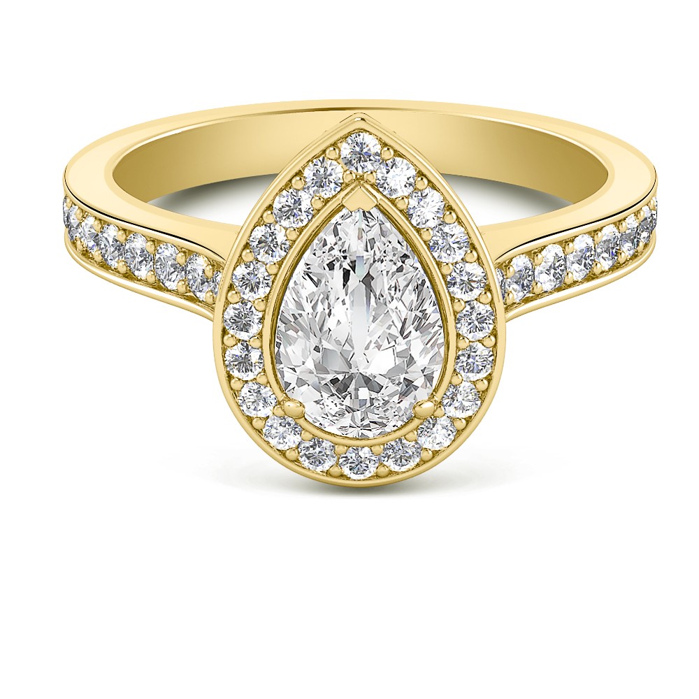 14K Yellow Gold Pear Cut Lab Created Diamond Ring for Women, 1.8 CT Total