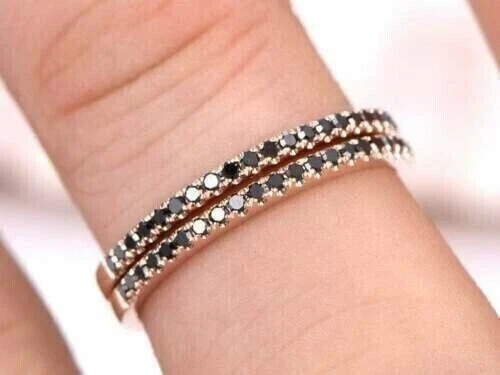 1.20 ct Lab Created Diamond Stackable Wedding Eternity Ring 14k Rose Gold Plated