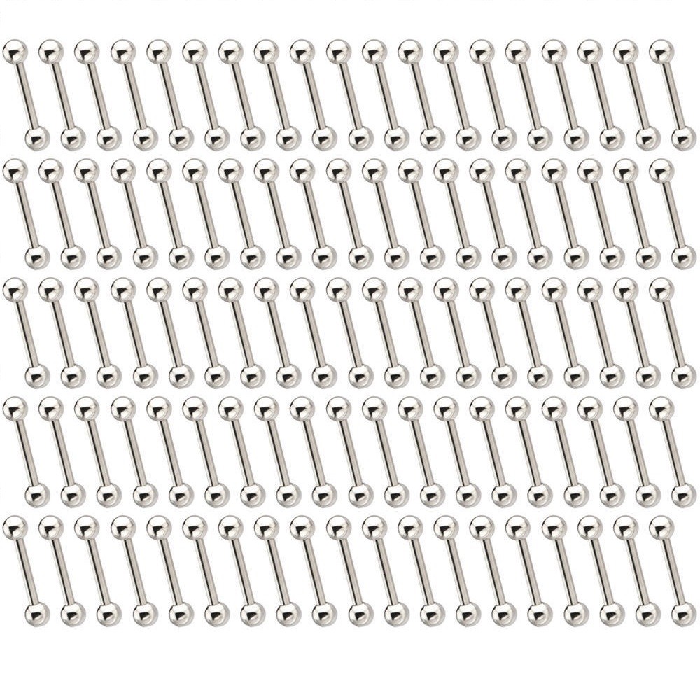 Surgical Stainless Steel Straight Barbell 14G Wholesale Lot 100Pcs