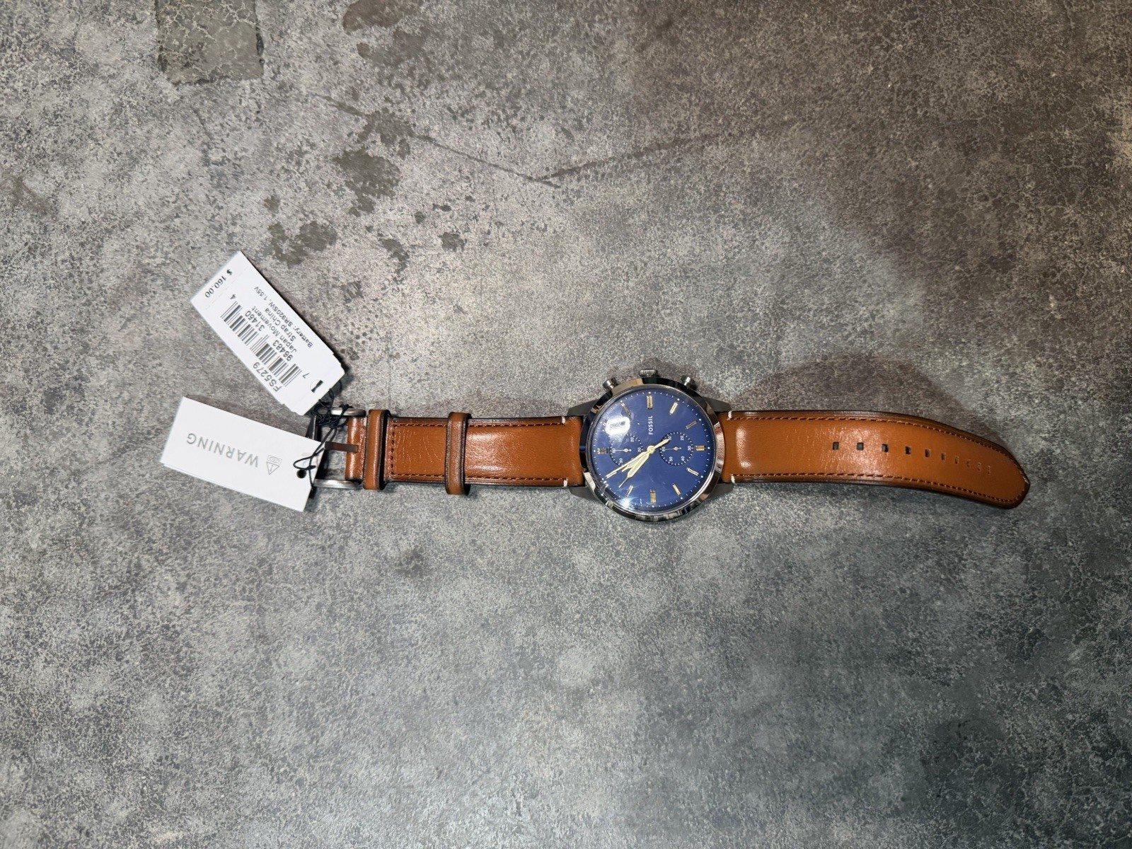Fossil Townsman Quartz Chronograph Stainless Steel Watch Blue Dial LeatherFS5279