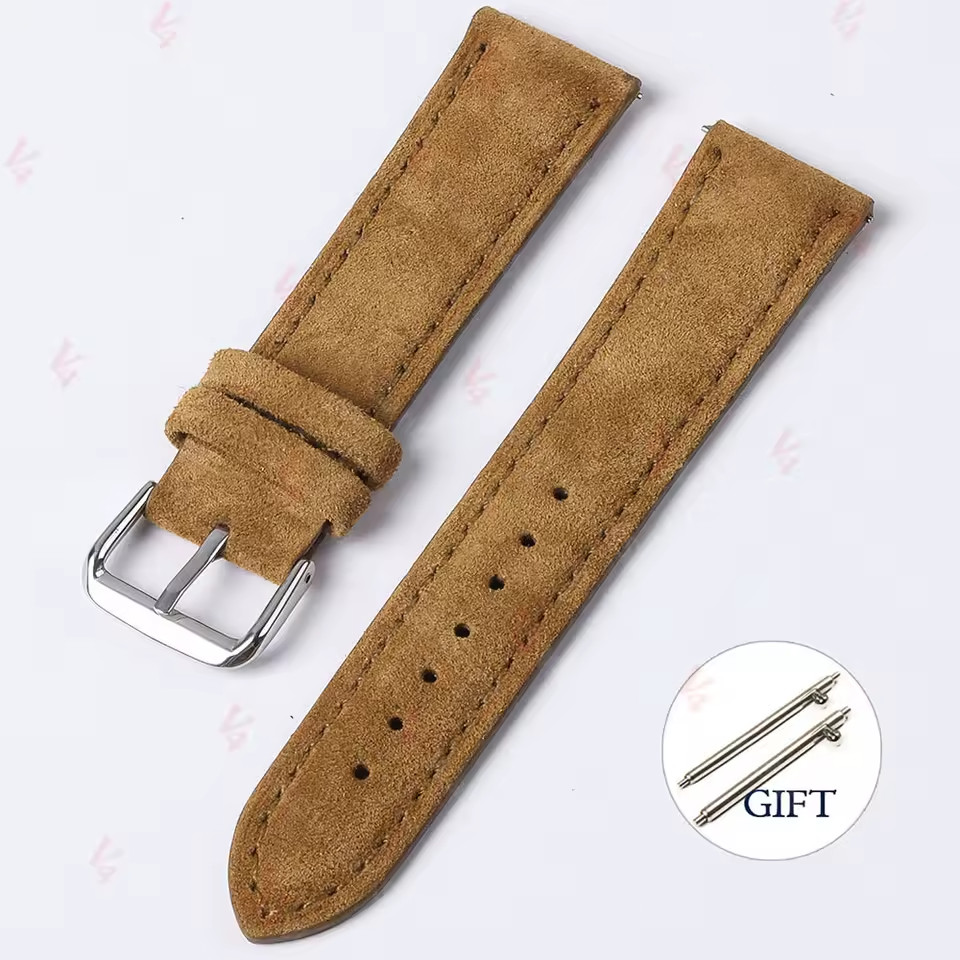 Vintage Suede Cowhide Watch Strap 18/19/20/22mm Quick Release Handmade Band