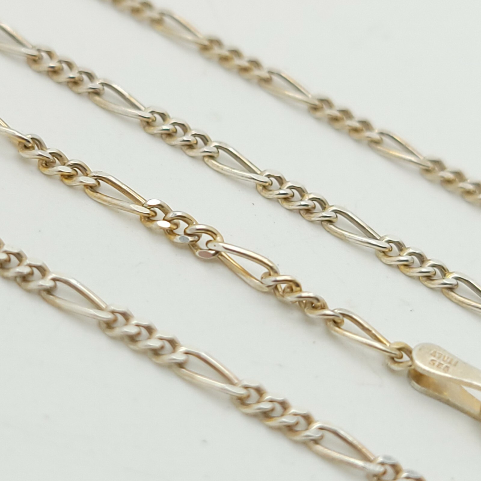 Signed GM 925 Sterling Silver 1.5 mm Figaro Rope Chain Cord 20′ In Made In Italy