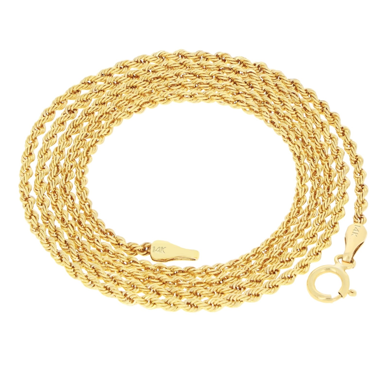 14K Yellow Gold Diamond Cut Rope Chain Necklace 1.5mm – 5mm, Men Women 16″- 30″