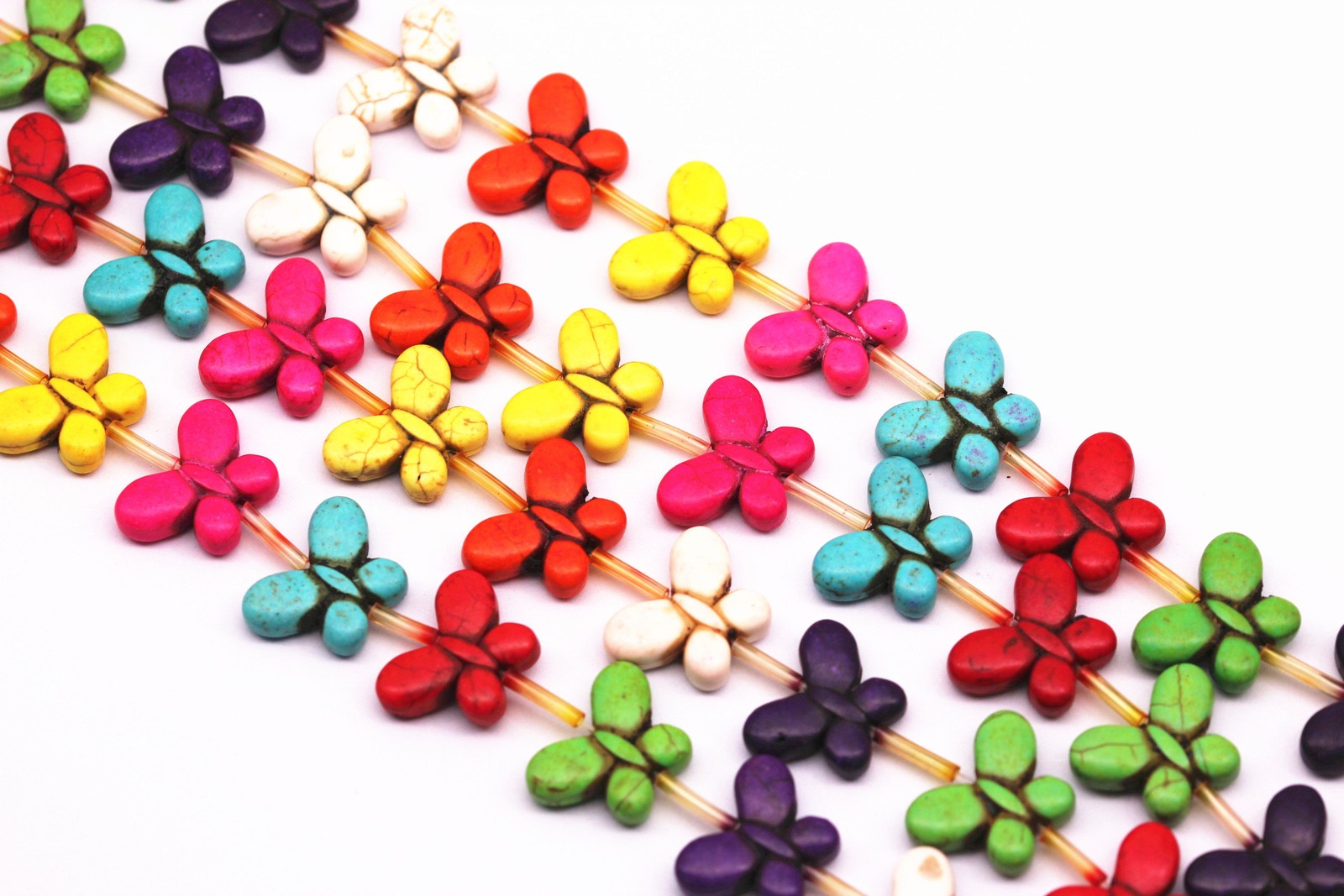 Multi-Color Howlite Turquoise Butterfly Beads 15x20mm 15.5″ Strand