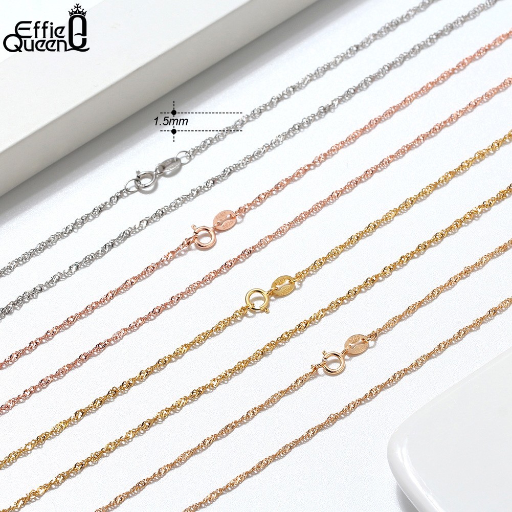 925 Sterling Silver Box Chain Necklace Men Women 16-24in Snake Figaro Rope